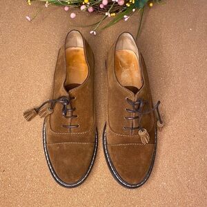 Anthropologie Brown Suede Flats